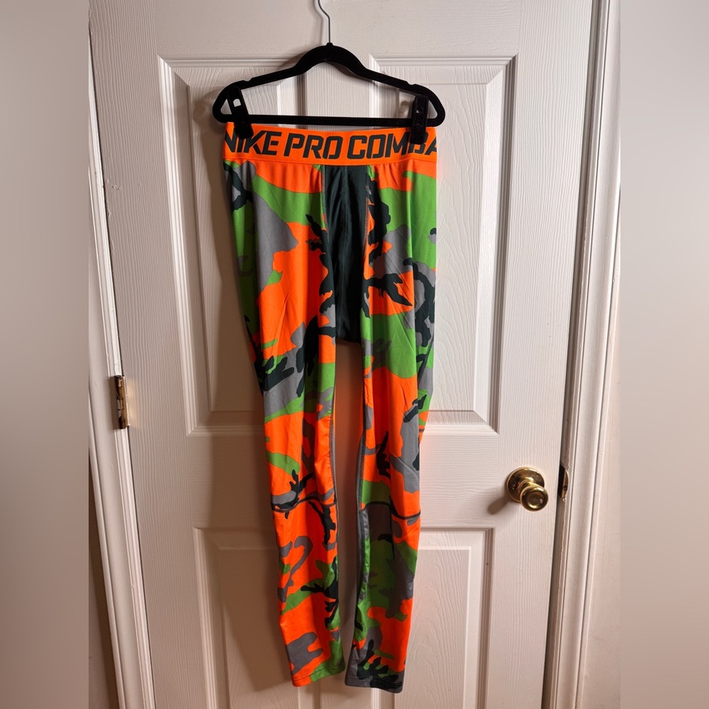Nike Pro Combat Leggings Men’s 2X camo orange and green